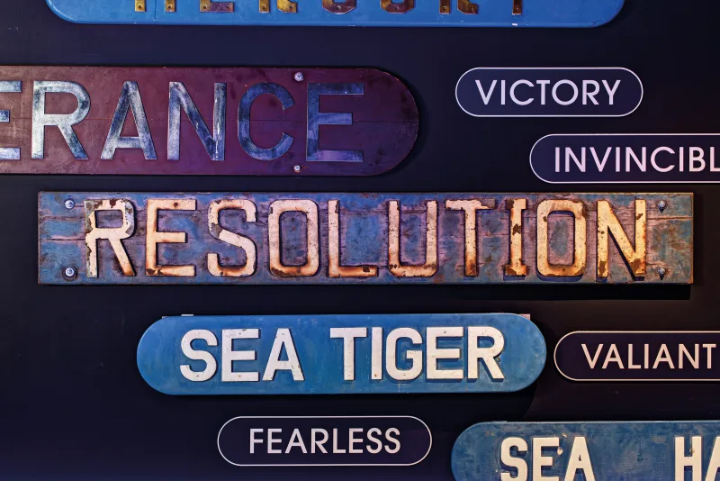 RSS Resolution Ship Nameboard